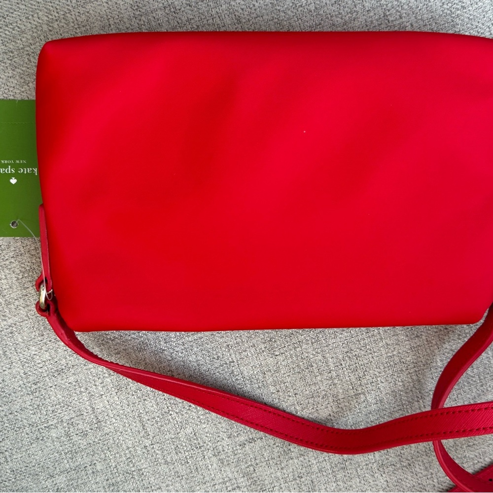 NWT Kate Spade Classic Nylon Mini Carson Crossbody RED Zipper Purse - Picture 5 of 8